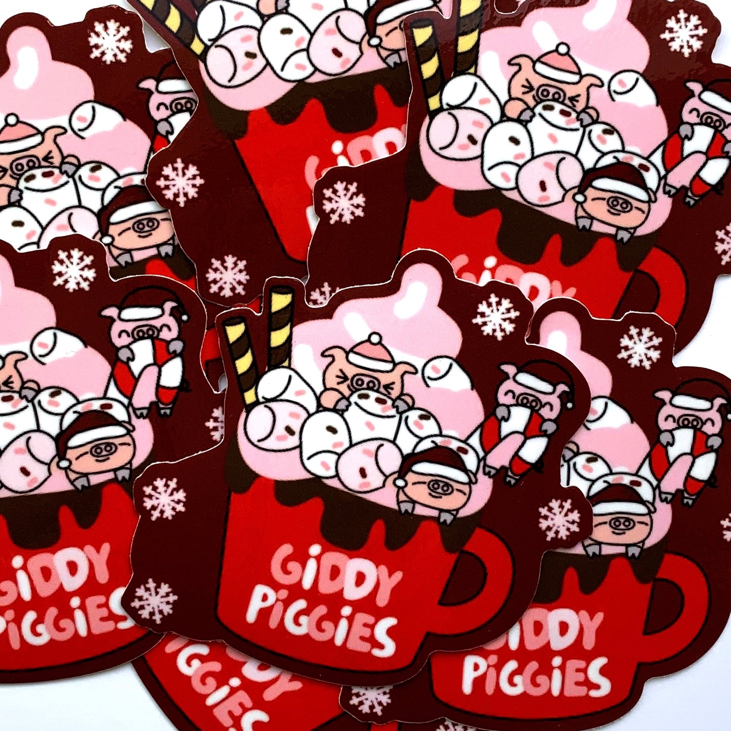 Giddy Piggies Hot Cocoa Glossy Sticker