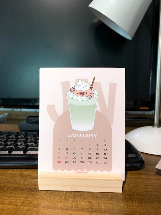 2026 Giddy Piggies Monthly Desk Calendar