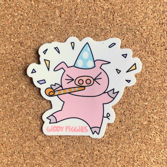 Giddy Piggies Party Sticker