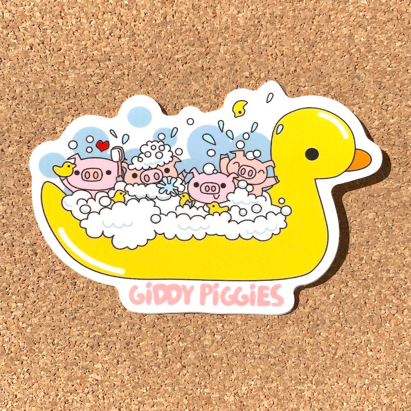 Giddy Piggies Bathtime Glossy Sticker