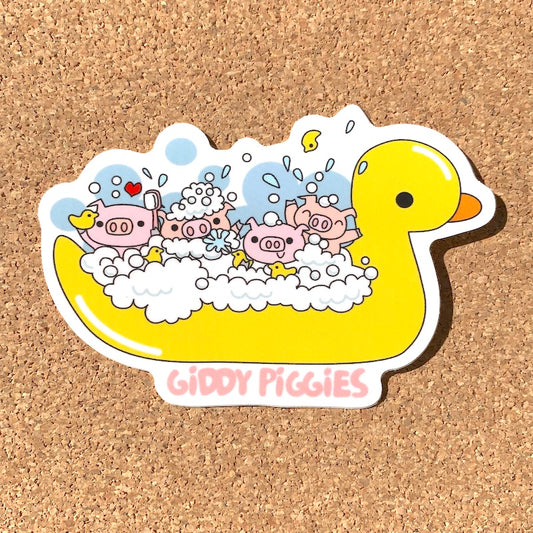 Giddy Piggies Bathtime Glossy Sticker