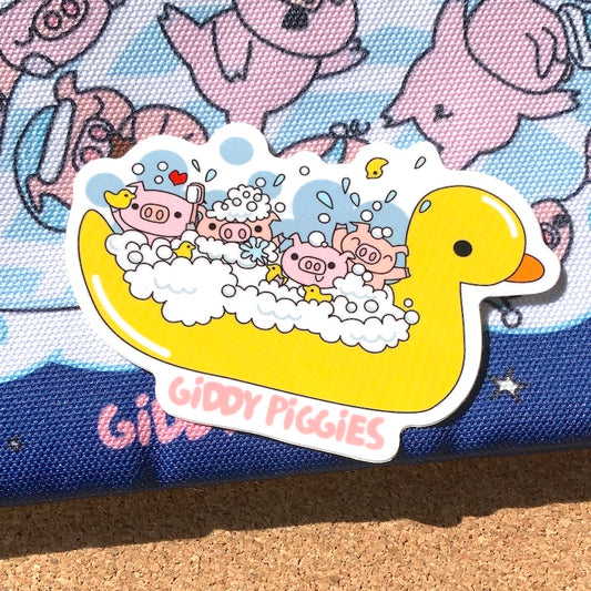 Giddy Piggies Bathtime Glossy Sticker
