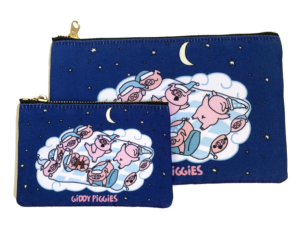 Bedtime Giddy Piggies Zipper Pouches
