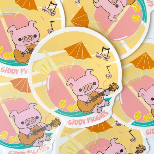 Giddy Piggies Hawaii Ukulele Glossy Sticker