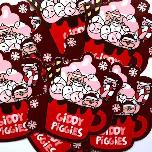 Giddy Piggies Hot Cocoa Glossy Sticker