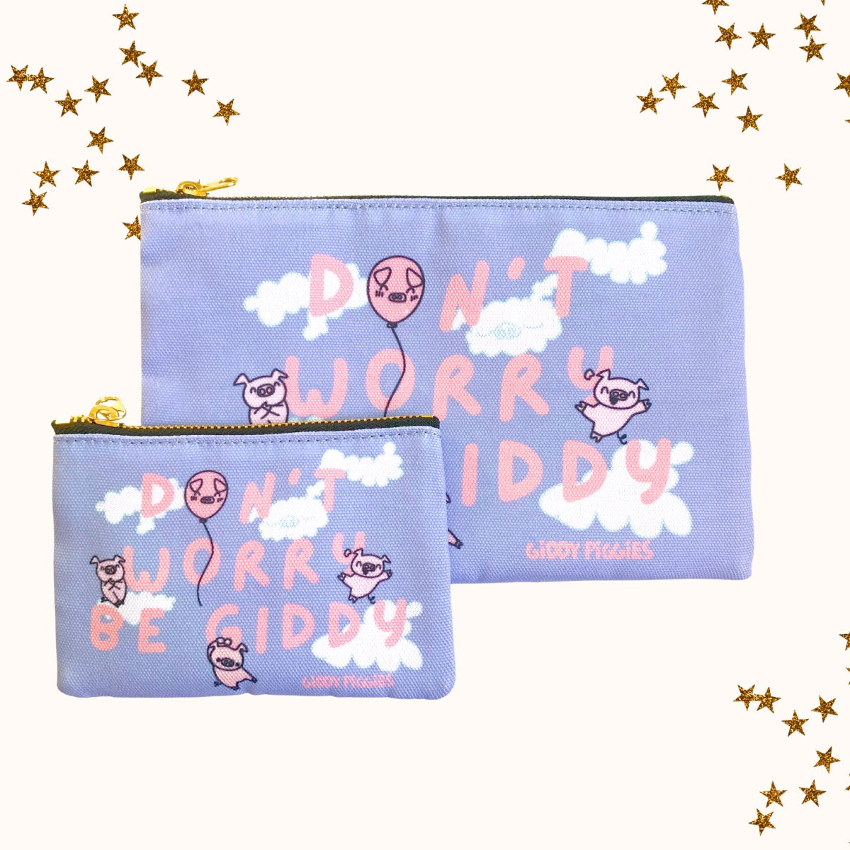 Don't Worry Be Giddy Zipper Pouches – Giddy Piggies