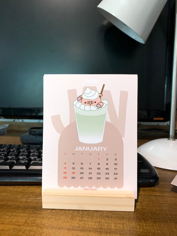 2026 Giddy Piggies Monthly Desk Calendar