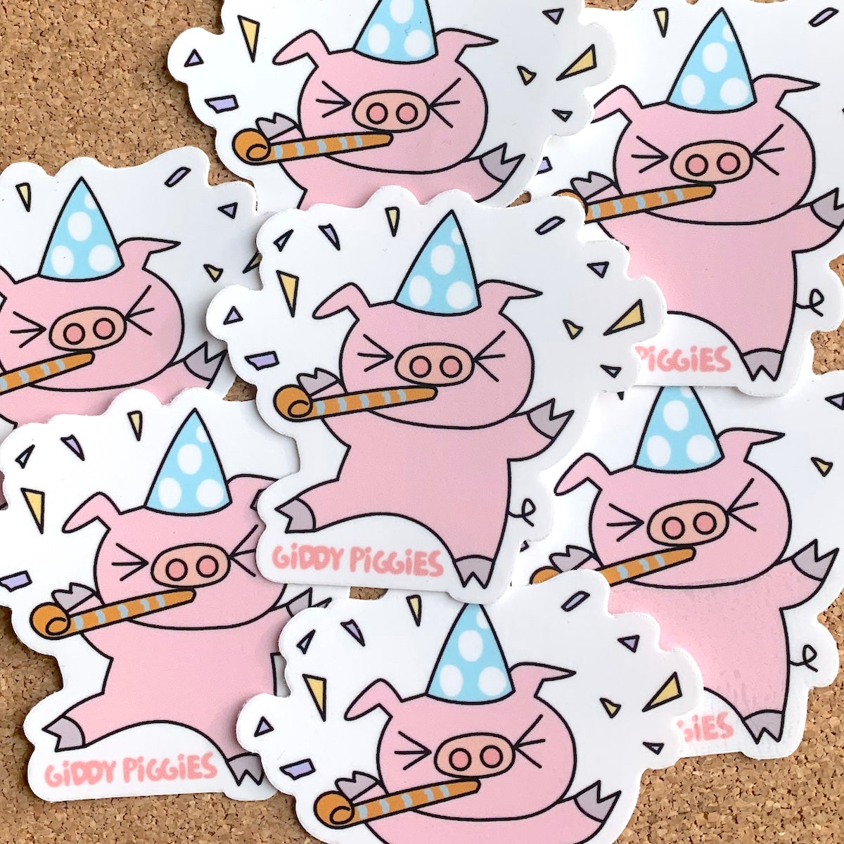 Giddy Piggies Party Sticker
