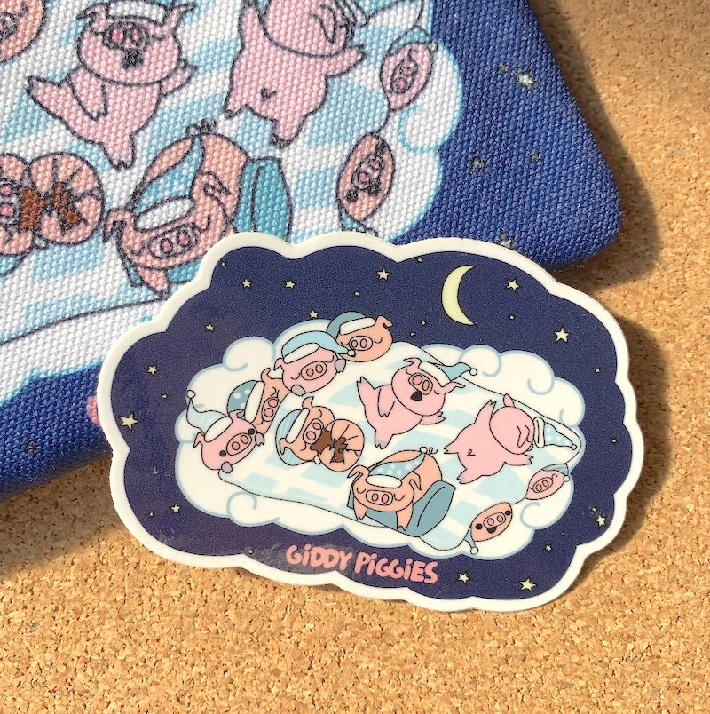 Bedtime Giddy Piggies Glossy Sticker