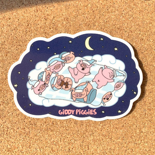Bedtime Giddy Piggies Glossy Sticker