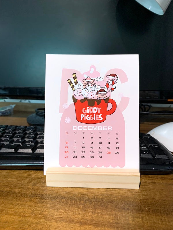 2026 Giddy Piggies Monthly Desk Calendar