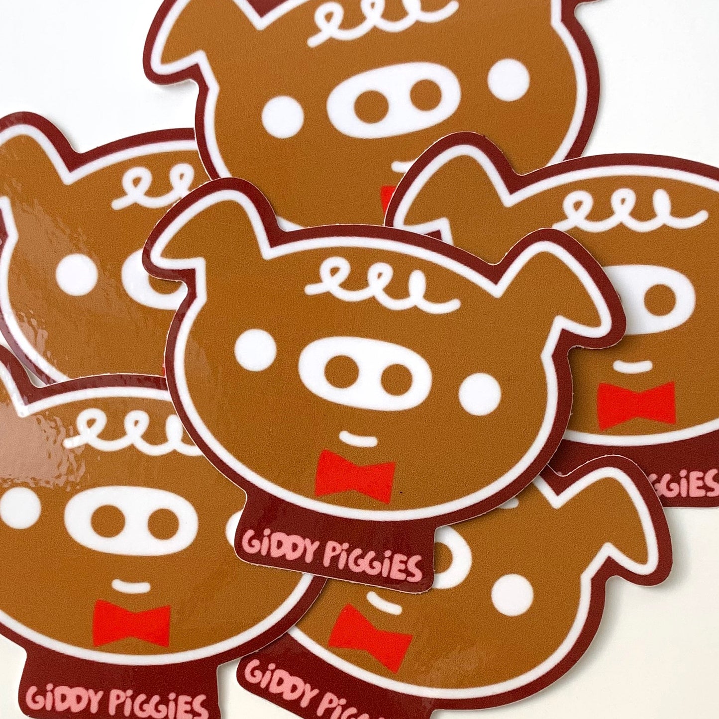Giddy Piggies Gingerbread Cookie Glossy Sticker