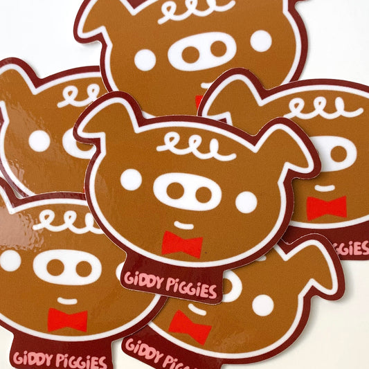 Giddy Piggies Gingerbread Cookie Glossy Sticker