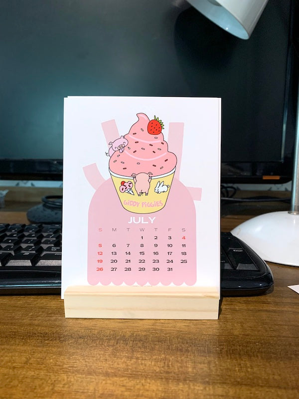 2026 Giddy Piggies Monthly Desk Calendar