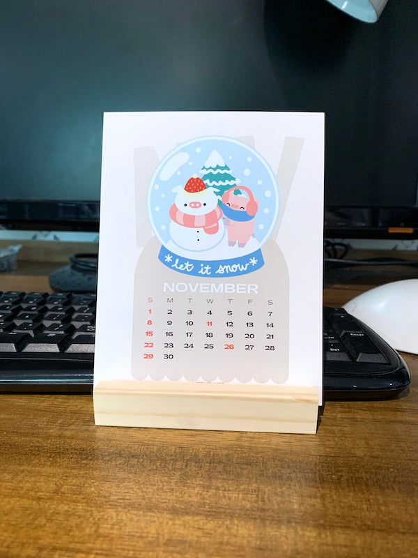 2026 Giddy Piggies Monthly Desk Calendar