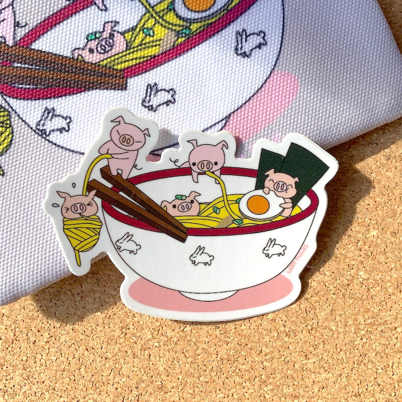 Giddy Piggies Ramen Glossy Sticker