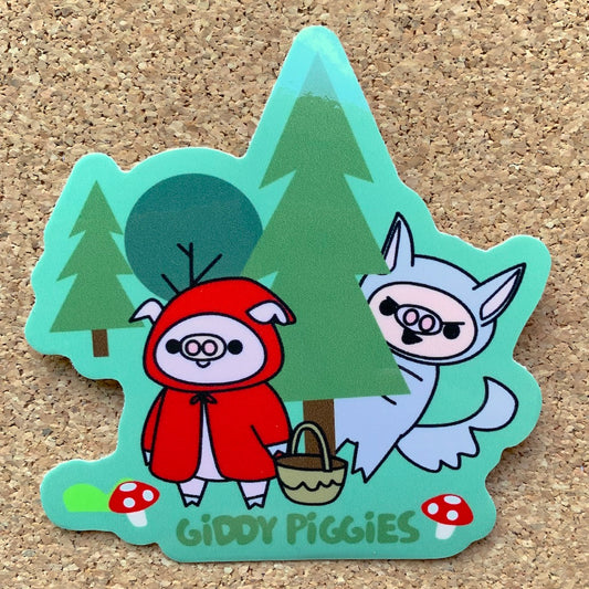 Giddy Piggies Little Red Riding Hood and Wolf Sticker