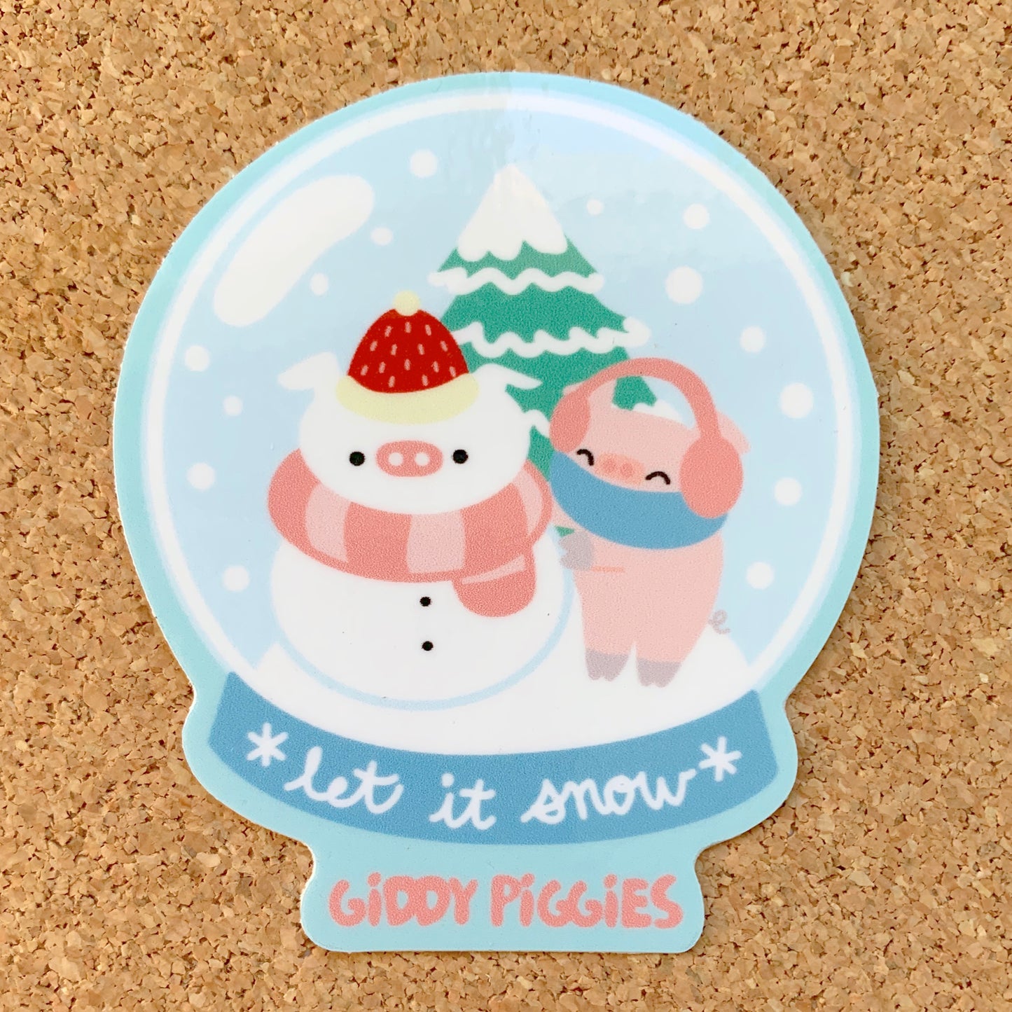 Giddy Piggies Snowglobe Glossy Sticker