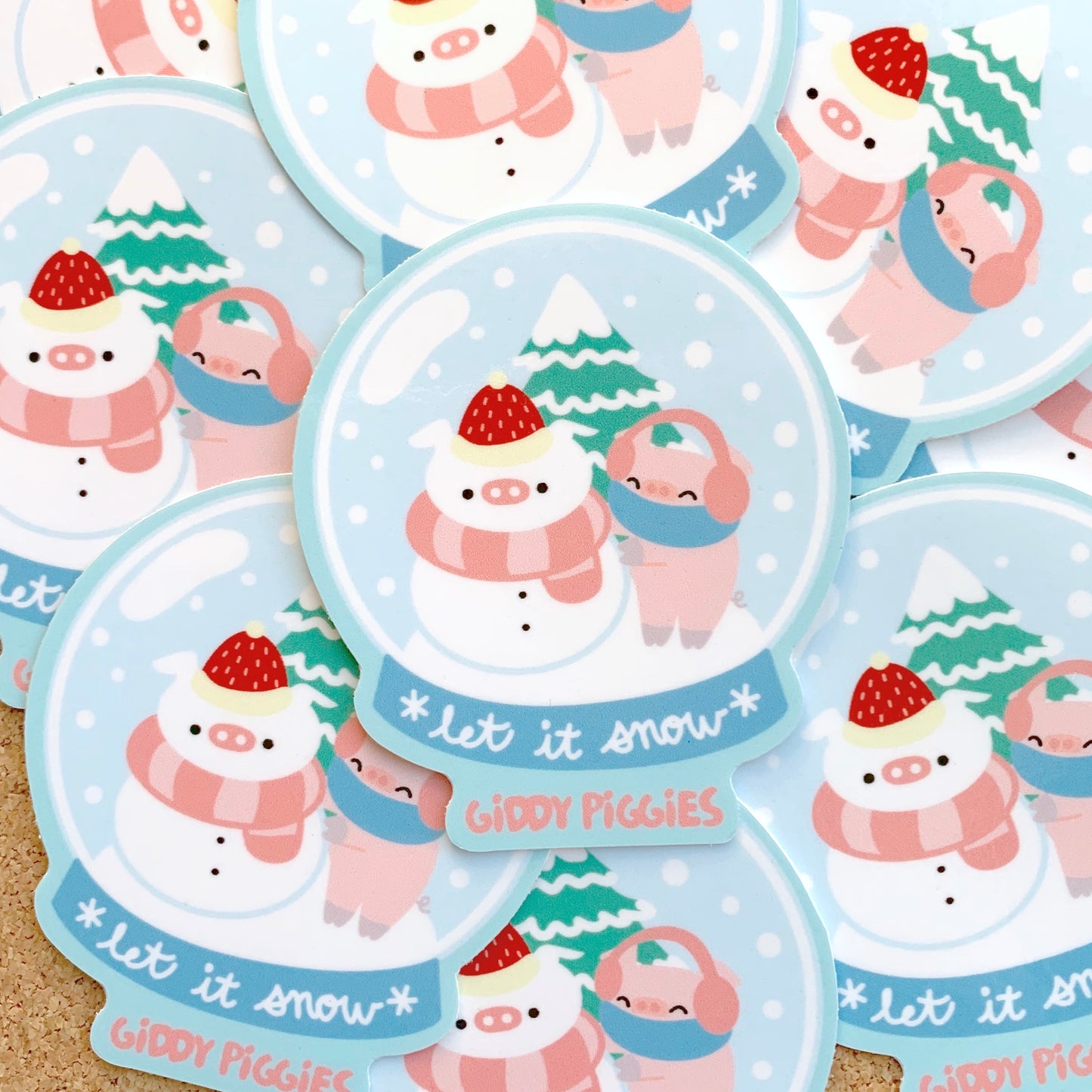 Giddy Piggies Snowglobe Glossy Sticker