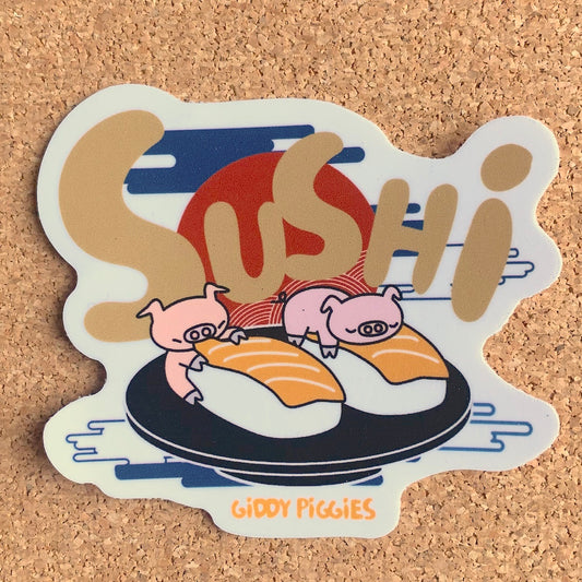 Giddy Piggies Sushi Sticker
