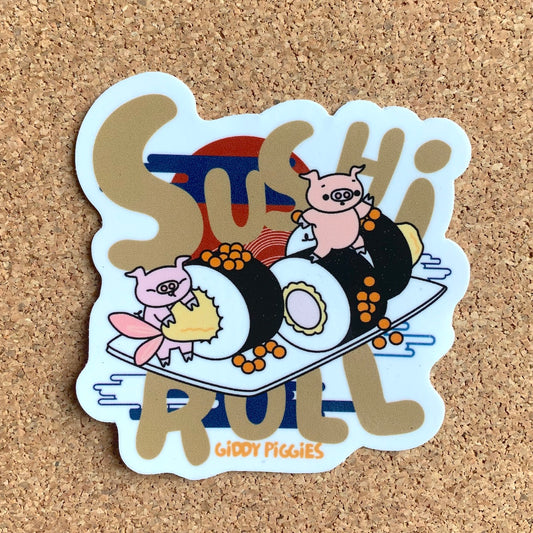 Giddy Piggies Sushi Roll Sticker